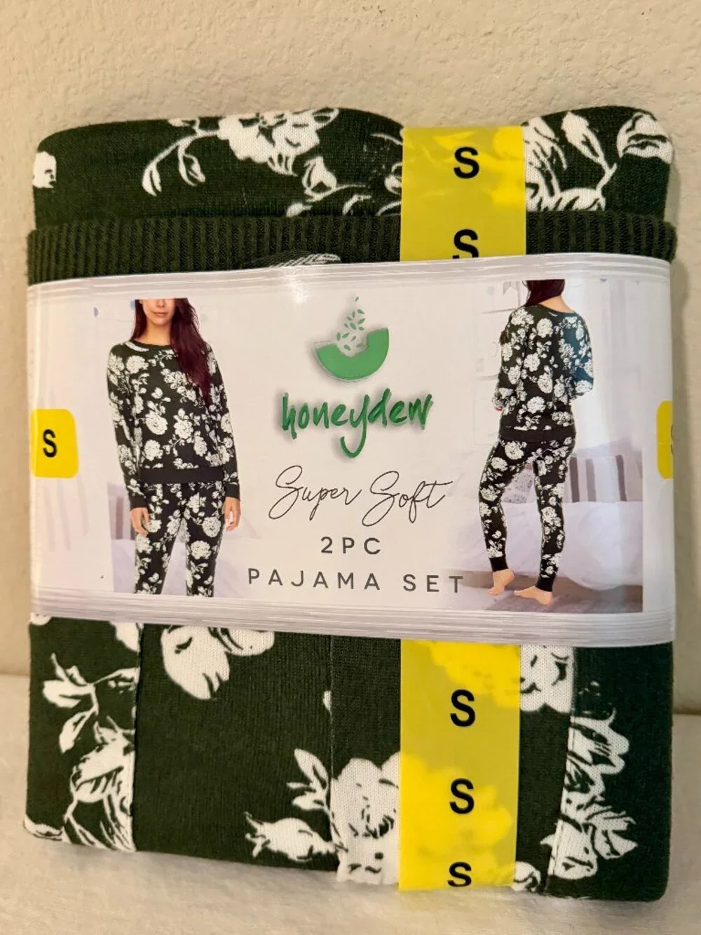 Honeydew Women's 2 Piece Pajama Lounge Set Size S Green Floral Super Soft Cozy